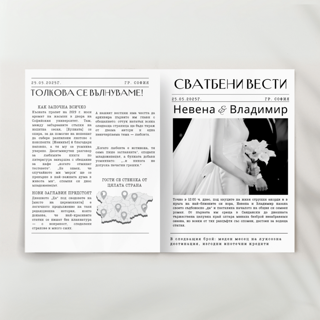 Специален вестник за обявяване на сватба